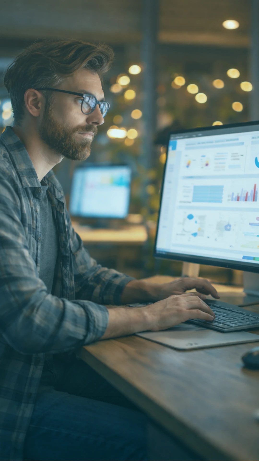 Consultant reviewing an operations dashboard